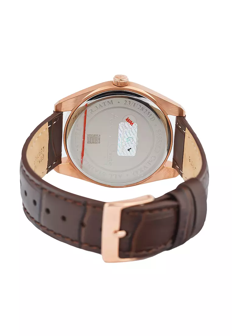 Alexandre Christie Classic Steel - Jam Tangan Analog Pria - Rosegold Case Brown Leather Strap - 8695MDLRGBO