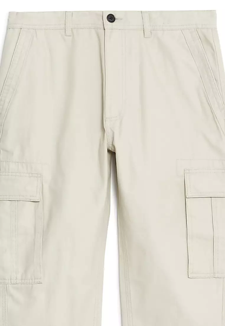 Tapered Fit Pure Cotton Cargo Trousers