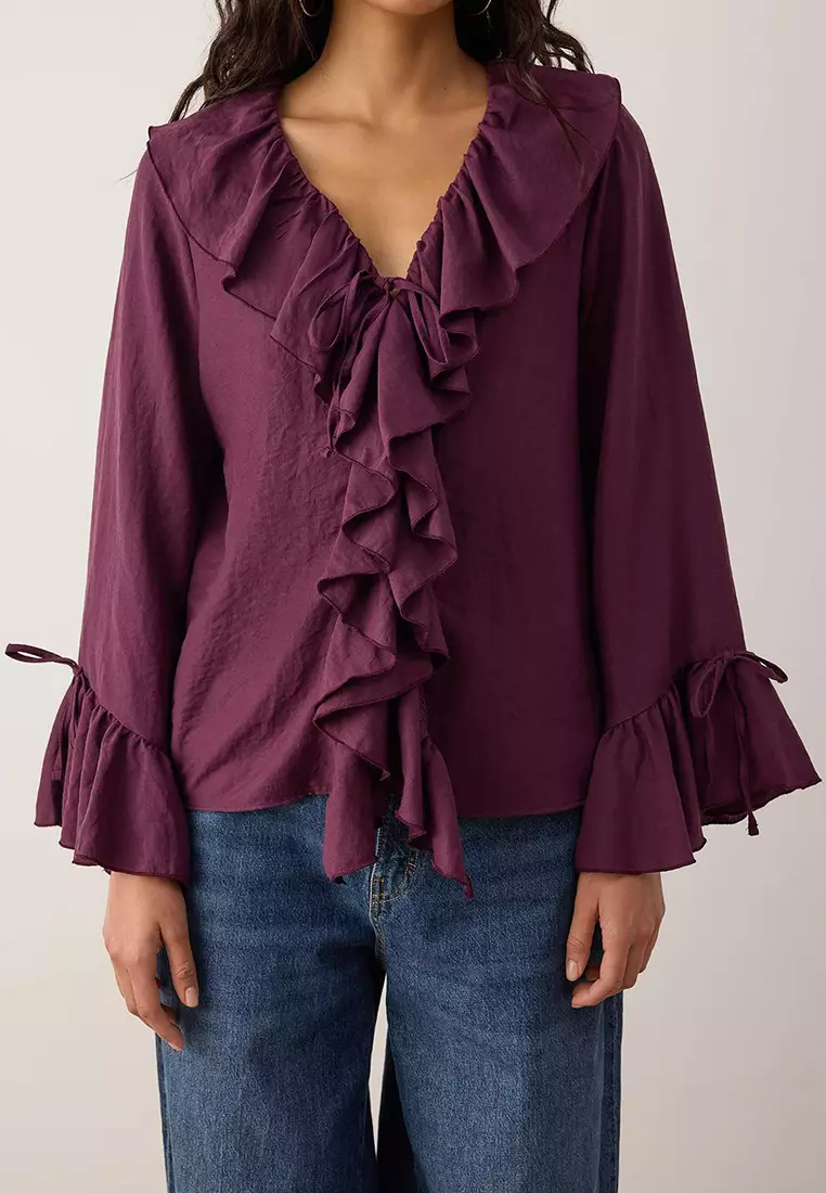 Ruffle Detailed Woven Blouse