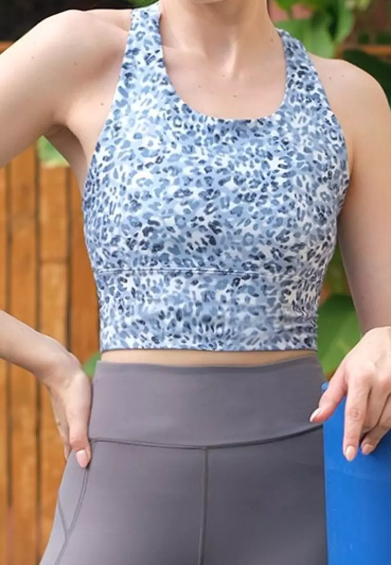 Fitwear - SportBra Croptop Olahraga Wanita MILLEY [LONG PLAIN] - BLUE LEOPARD