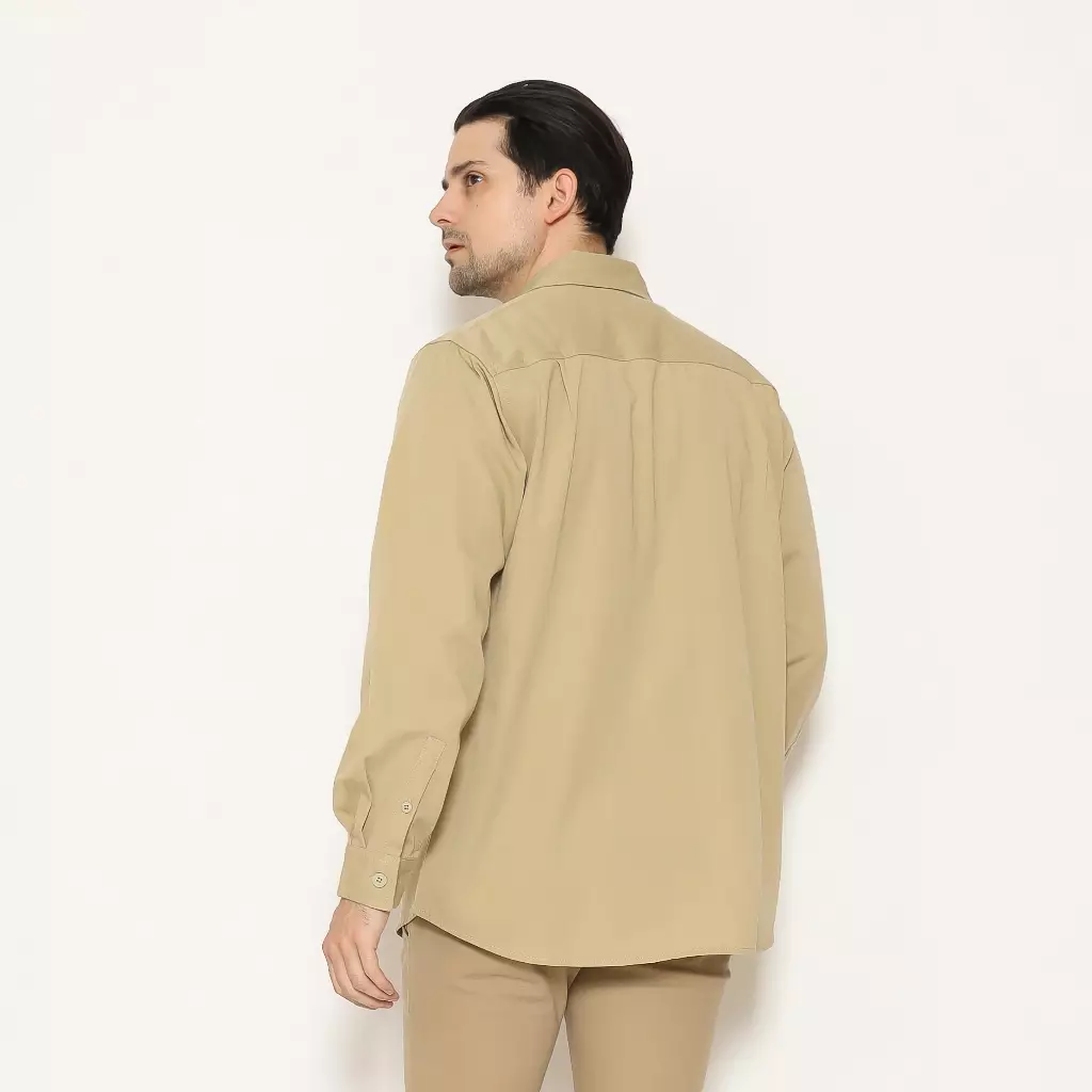 AMK Kemeja Polos Oversize Lengan Panjang SHS GIANT L/S Beige