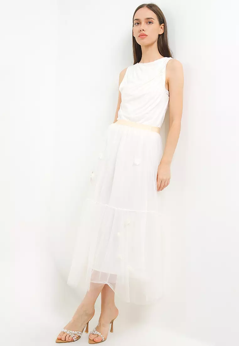 Rossette Detail Tulle Skirt