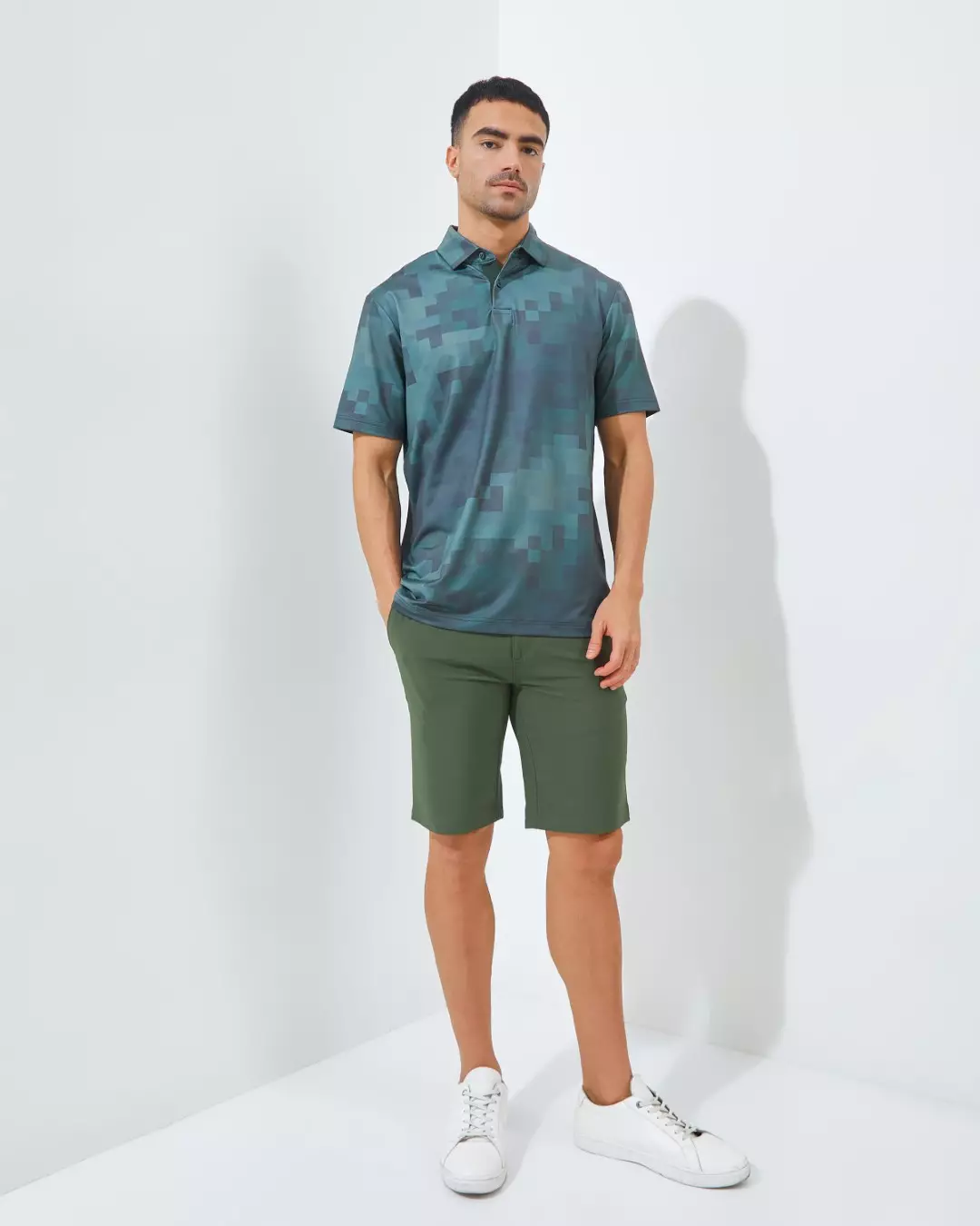 Jack Nicklaus Kowloon Premium Random Print Polo Olive Shadow Colour Olive Shadow