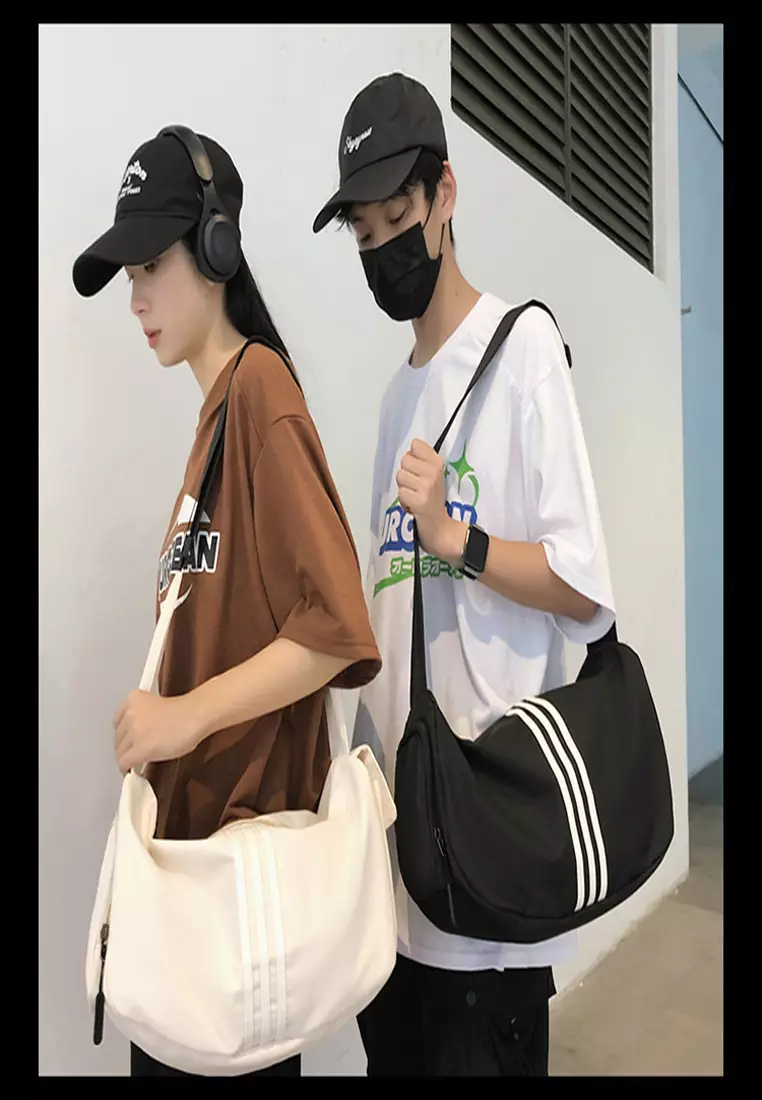 Nylon Duffel Shoulder Gym Swim Travel Bag  26x40x20cm – White