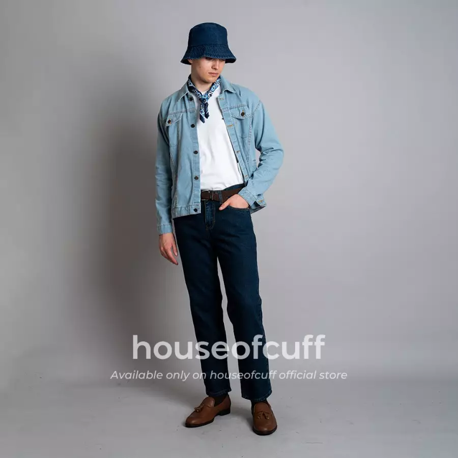 Houseofcuff bucket hat denim jeans biru dongker tua