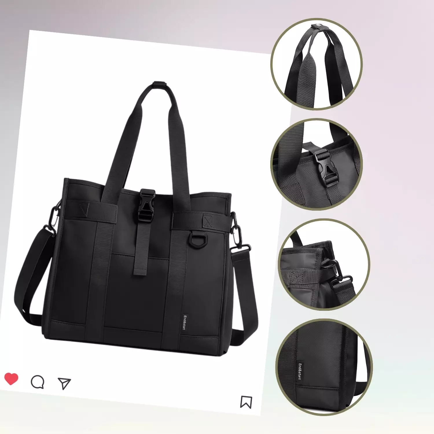 Wakakids Tas Totebag Selempang Crossbody Bag Classic Premium Nylon Tas Kerja Kuliah 2in1 K7032 Venjr Hitam