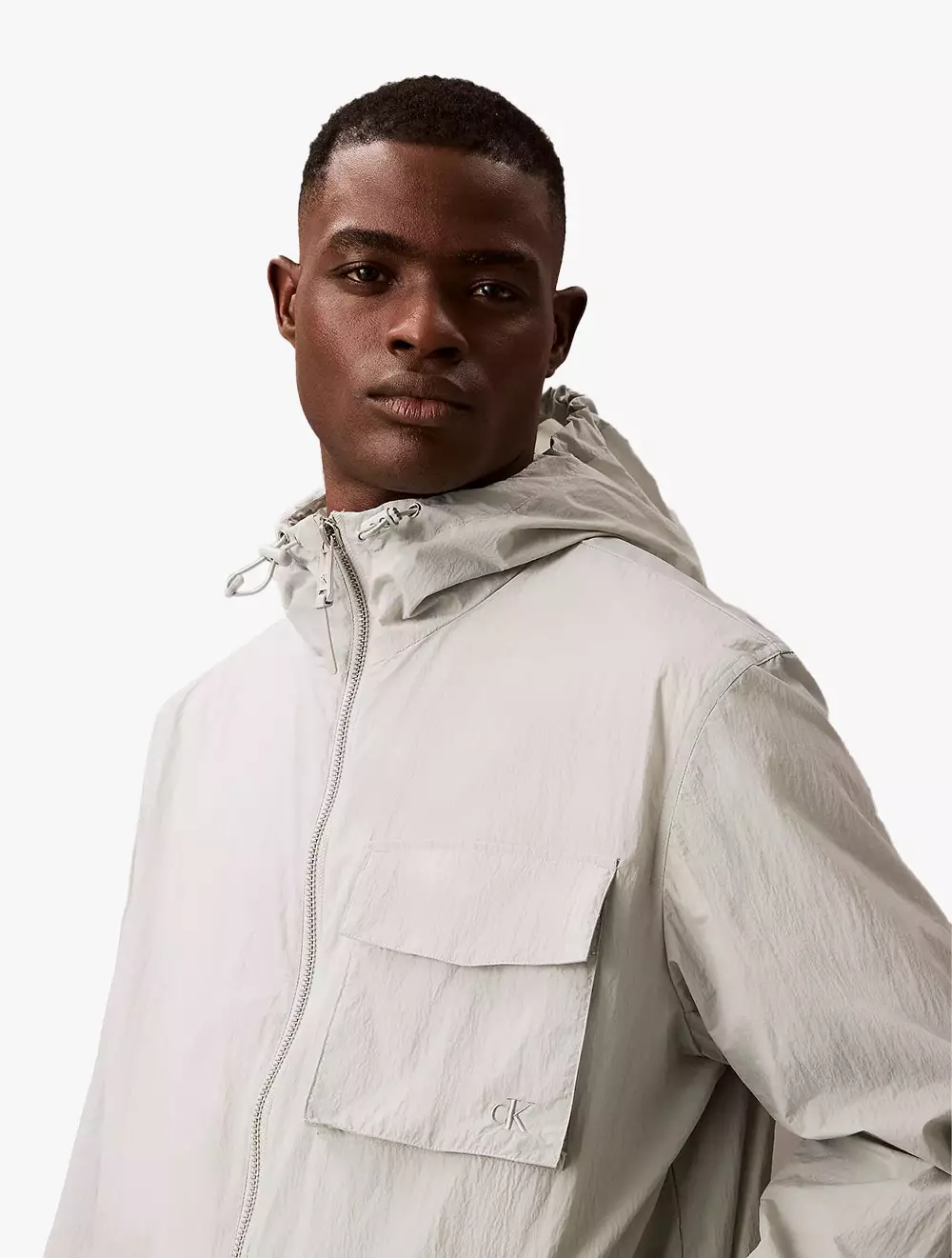 Calvin Klein - Nylon Hooded Relaxed Jacket - Grey