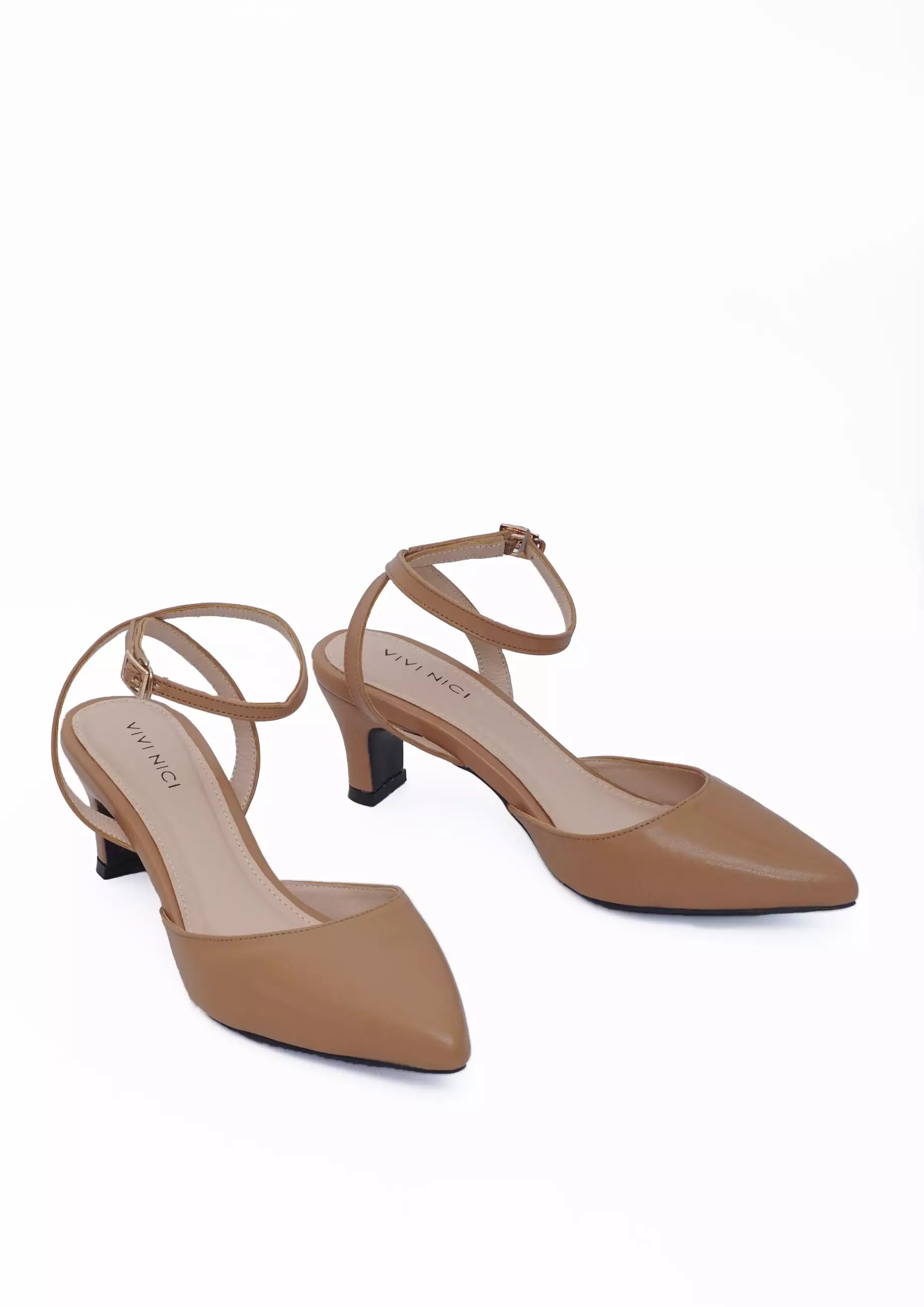 VIVI NICI - Questa Sepatu Sandal Mules Hak 5 Cm Camel Beige