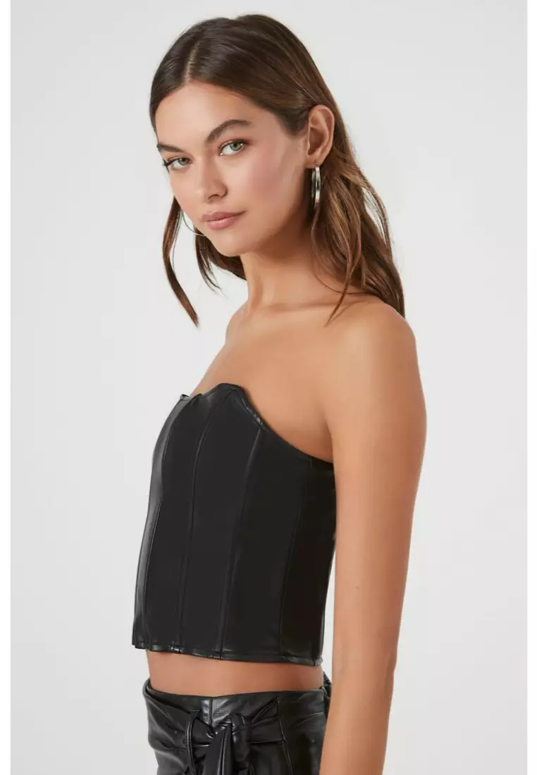 Buy FOREVER 21 Super Cropped Buckle Tube Top 2024 Online