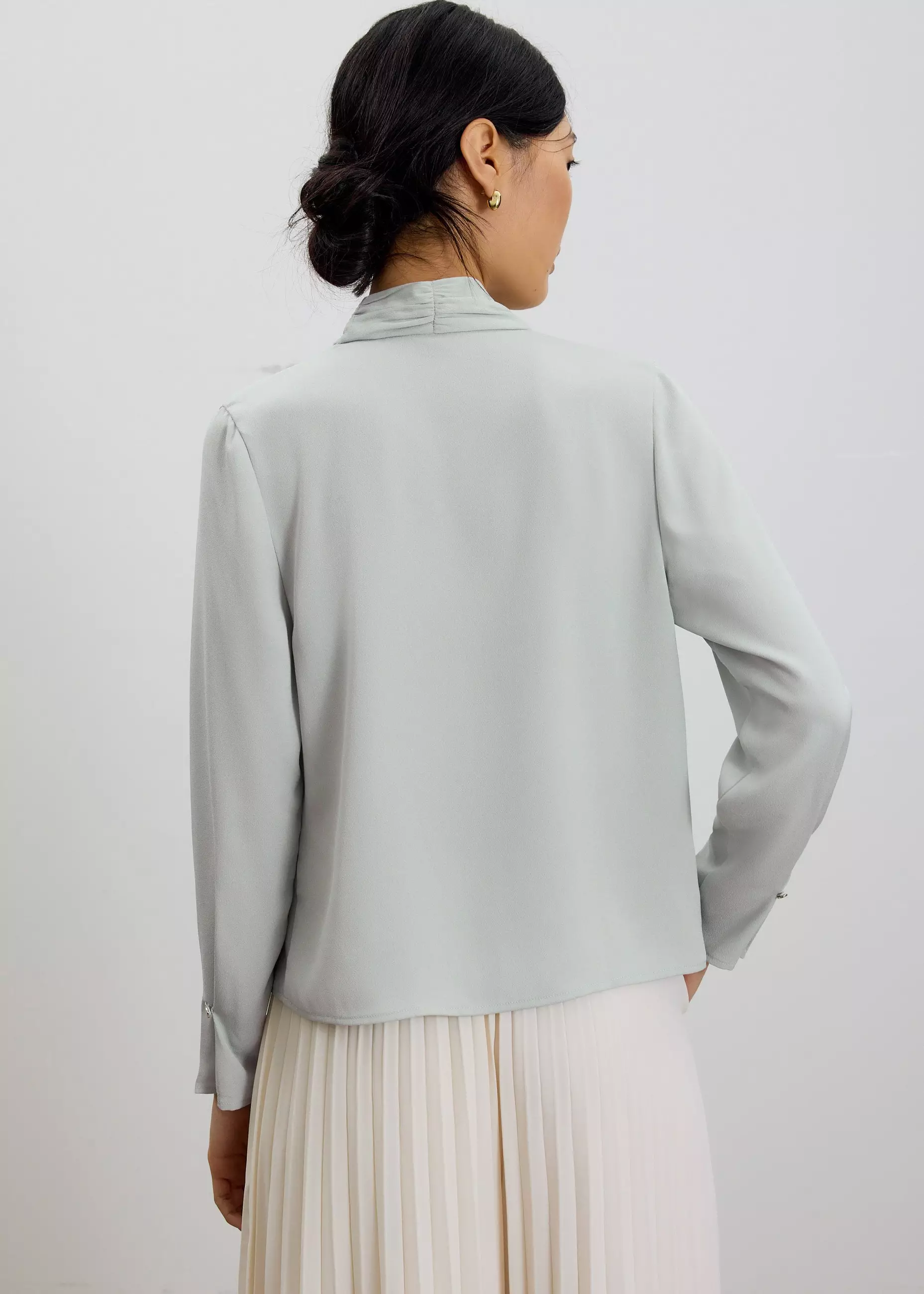 Atasan Wanita - RuchedReady® Ada V-neck Satin Wrap Blouse