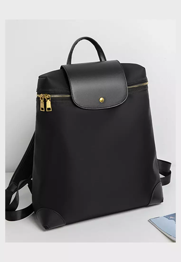 Color Matching Nylon Oxford Patch Faux Leather Backpack (Large Size) JW CL-C9152
