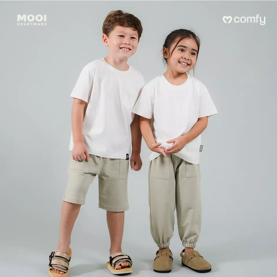 Mooi Kaos Anak Pocket Unisex Comfy T-Shirt Pocket Kids - Dark Grey