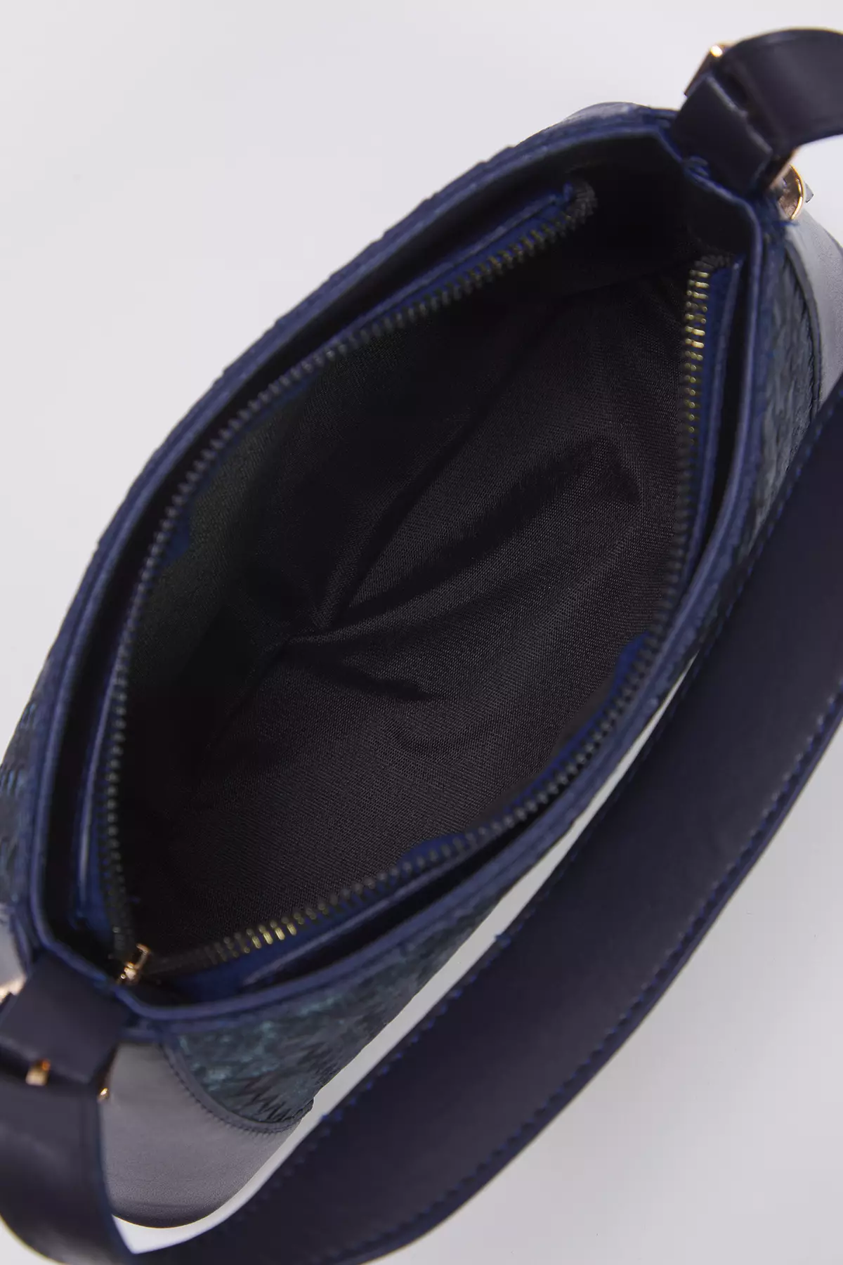 Navy Blue Textured Women City Shoulder Bag Takss25Oc00040
