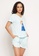 Clovia blue Clovia Virgo Print Top & Shorts Set in Sky Blue - 100% Cotton 714ECAAB56D47FGS_2