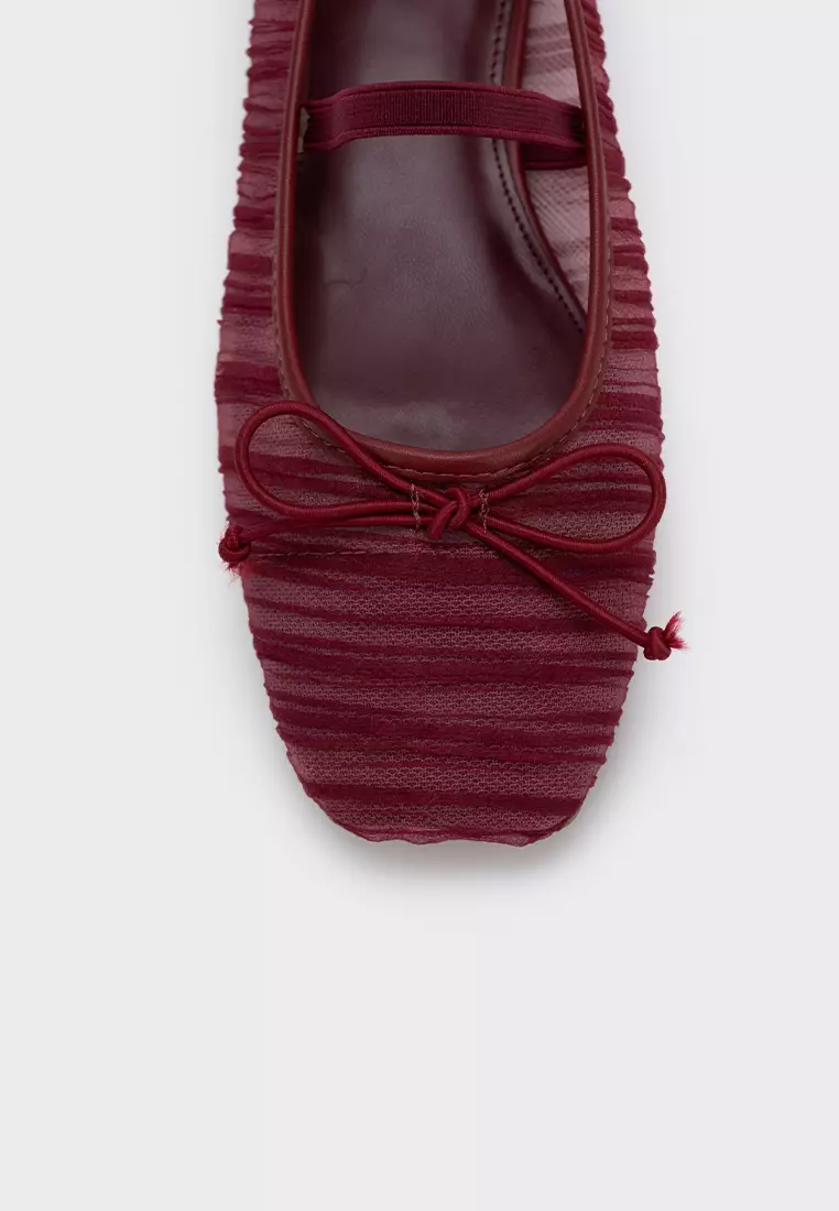 MESH PLEATED BALLET FLATS