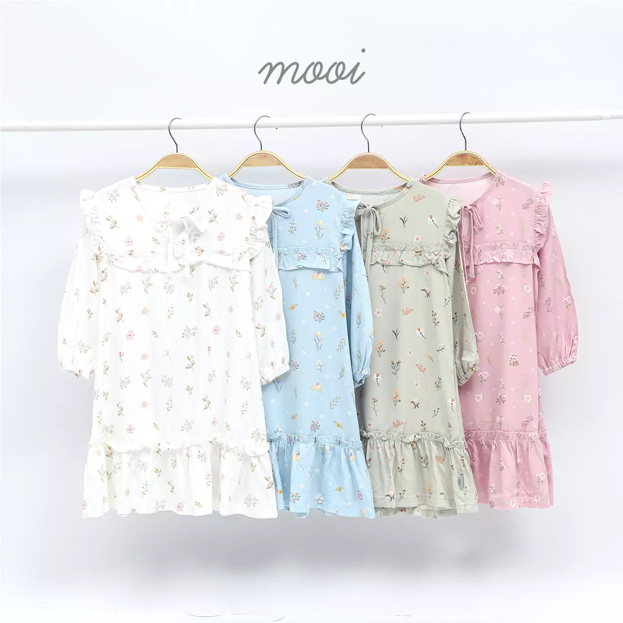 Mooi Dress Anak Perempuan Naya Ruffle Dress - Baby Blue