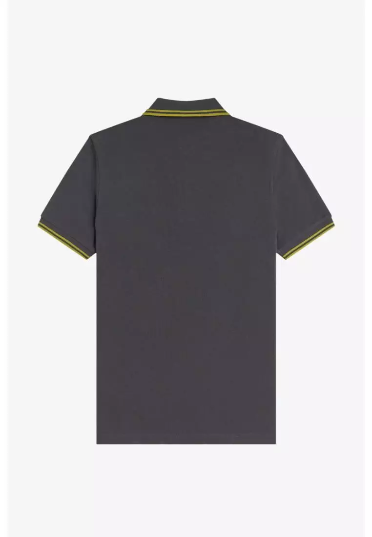 Fred Perry M3600 Twin Tipped Fred Perry Shirt (Anchor Grey / Tennis Ball Yellow / Tennis Ball Yellow)