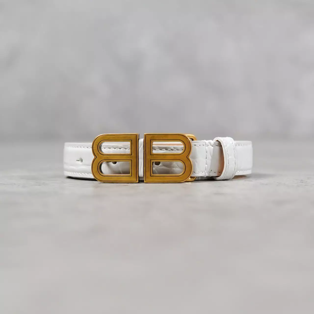 Ikat Pinggang BALENCIAGA BB GHW 2CM CROCO WHITE BELT 100% ORIGINAL