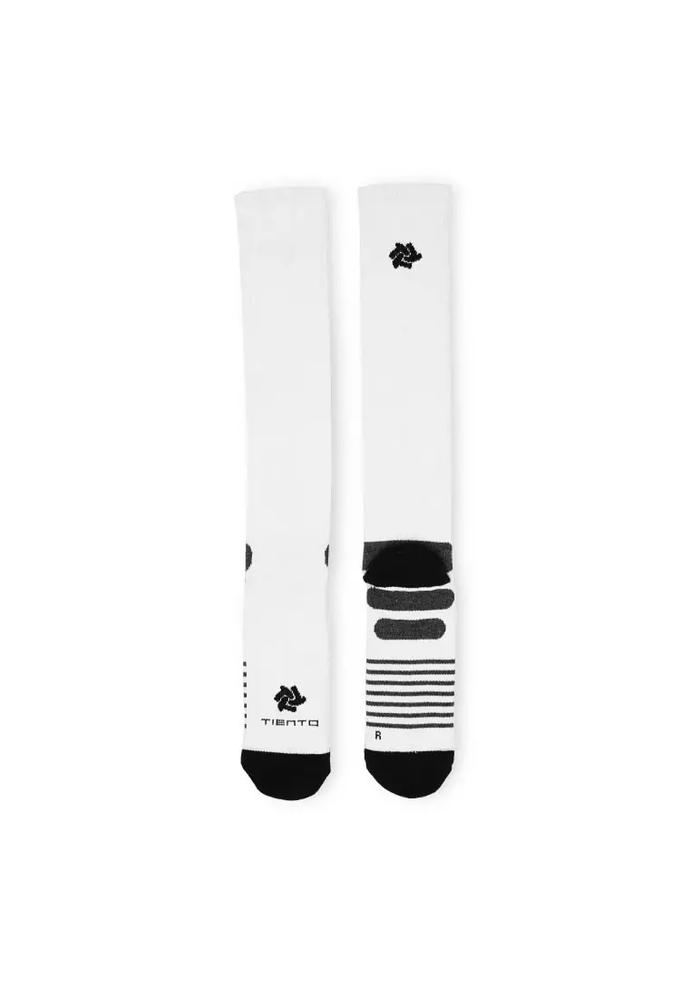 Tiento Long Compression Socks To Go White Kaos Kaki Olahraga Ketat Panjang Putih