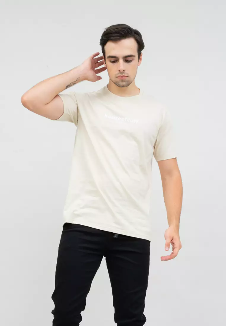 kaos pria lengan pendek ocean beach krim size jumbo houseofcuff