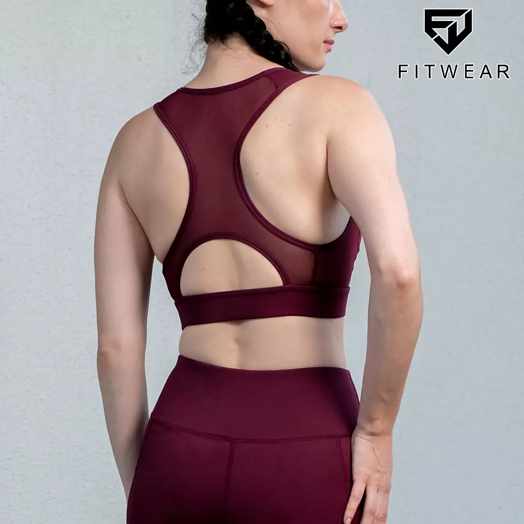 Fitwear Sportbra Olahraga Wanita YASMIN RACERBACK MESH - BURGUNDY