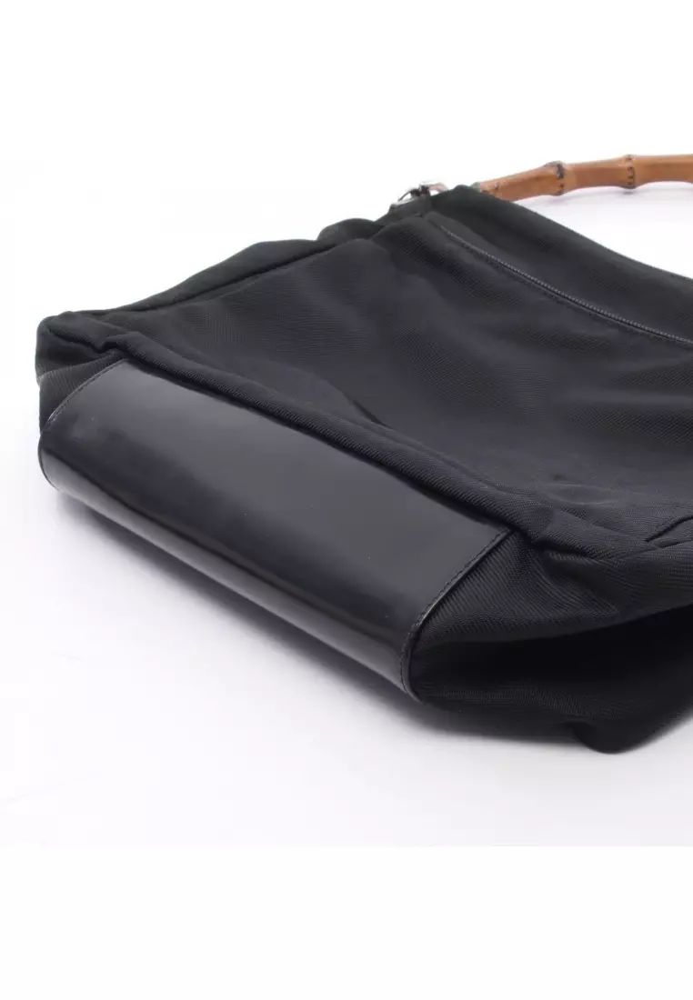Buy Gucci Pre-Loved Gucci Bamboo 2WAY Handbag canvas leather black