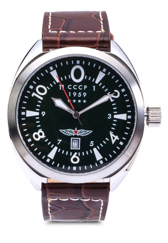 Aviator Yak-15 豹紋皮esprit tw革錶, 錶類, 飾品配件