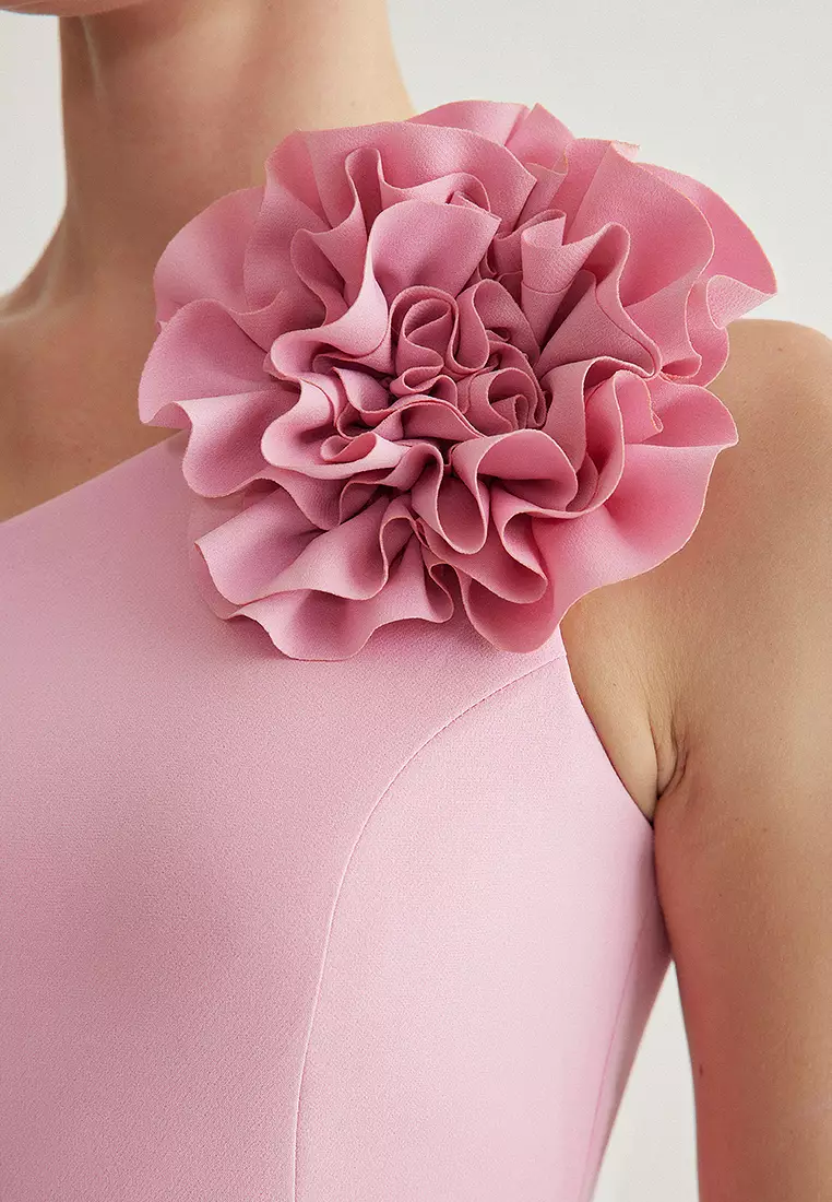 A-Line with Rose Detail Woven Stylish Short Dress