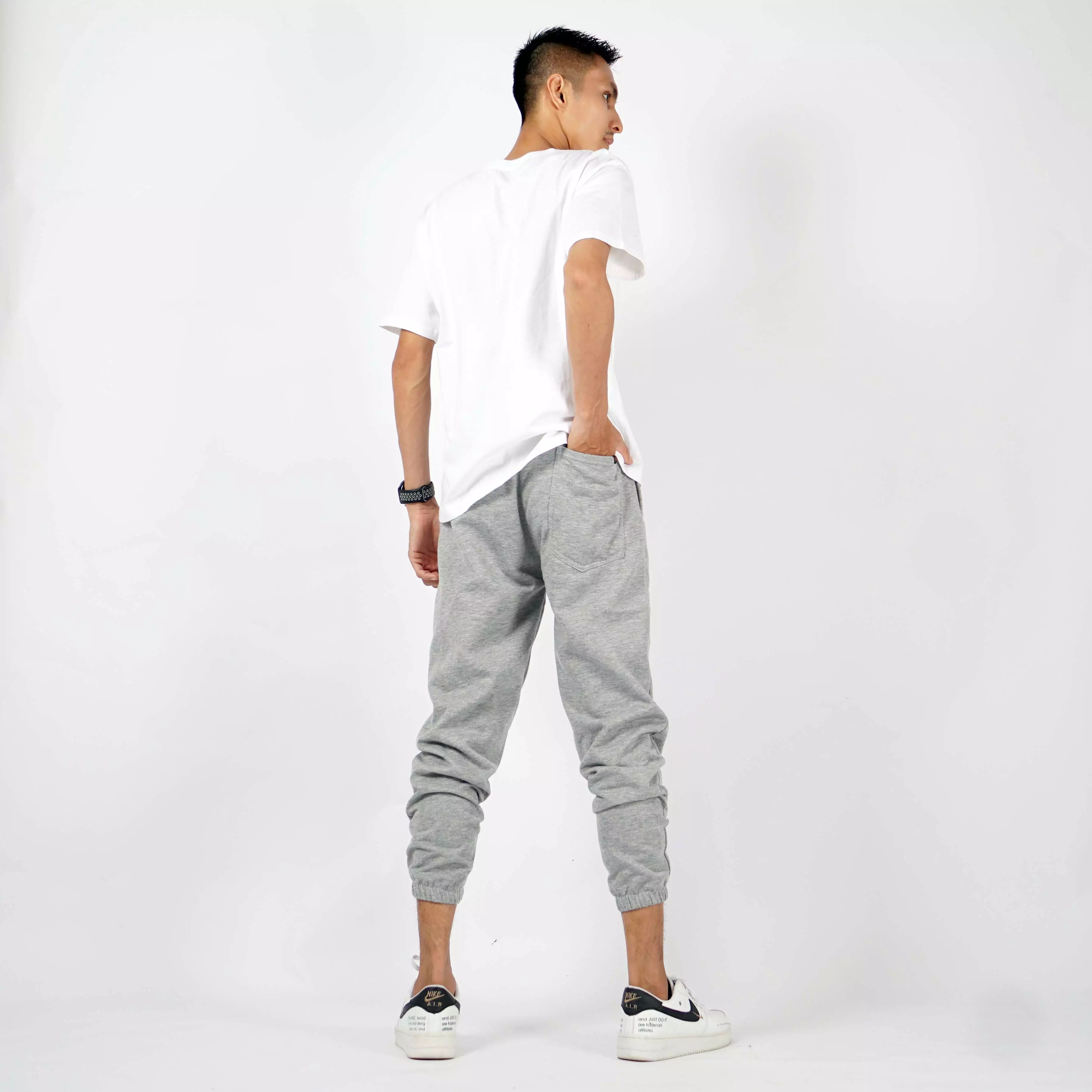 DIEGO Celana Casual Pria Celana Panjang Training Jogger Pants - Abu Muda