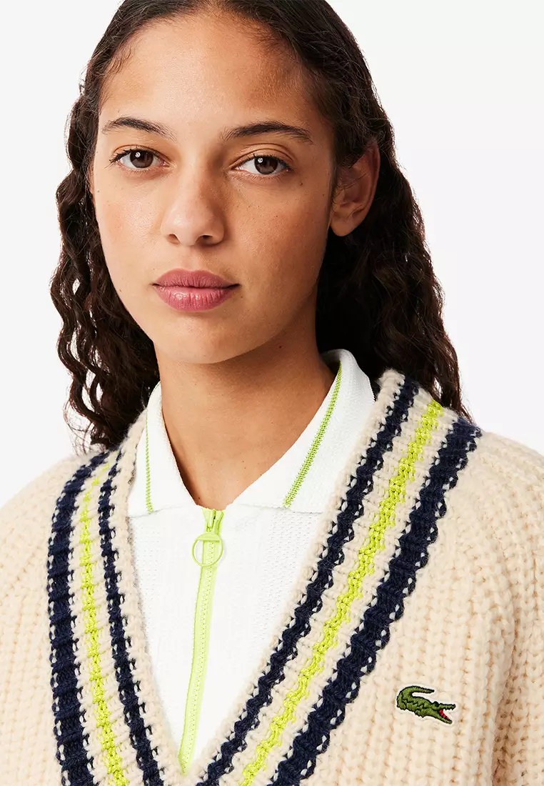 Oversized Wool V Neck Tennis Sweater