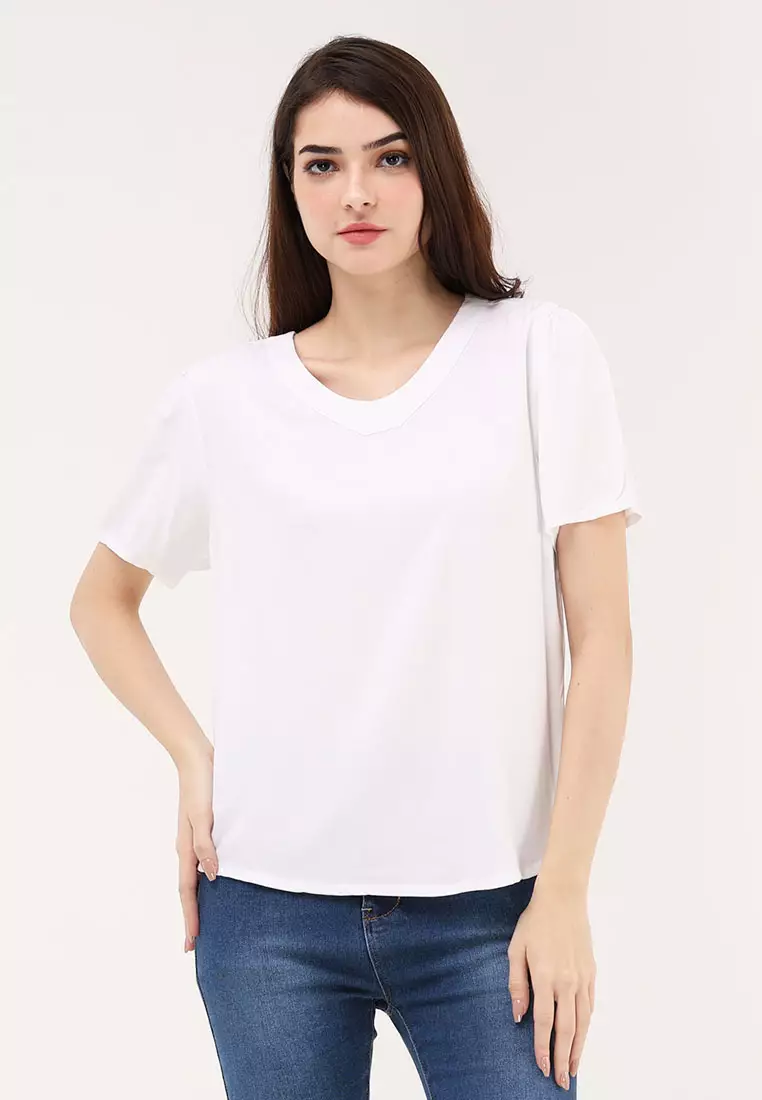 Short Sleeves V-neck Blouse