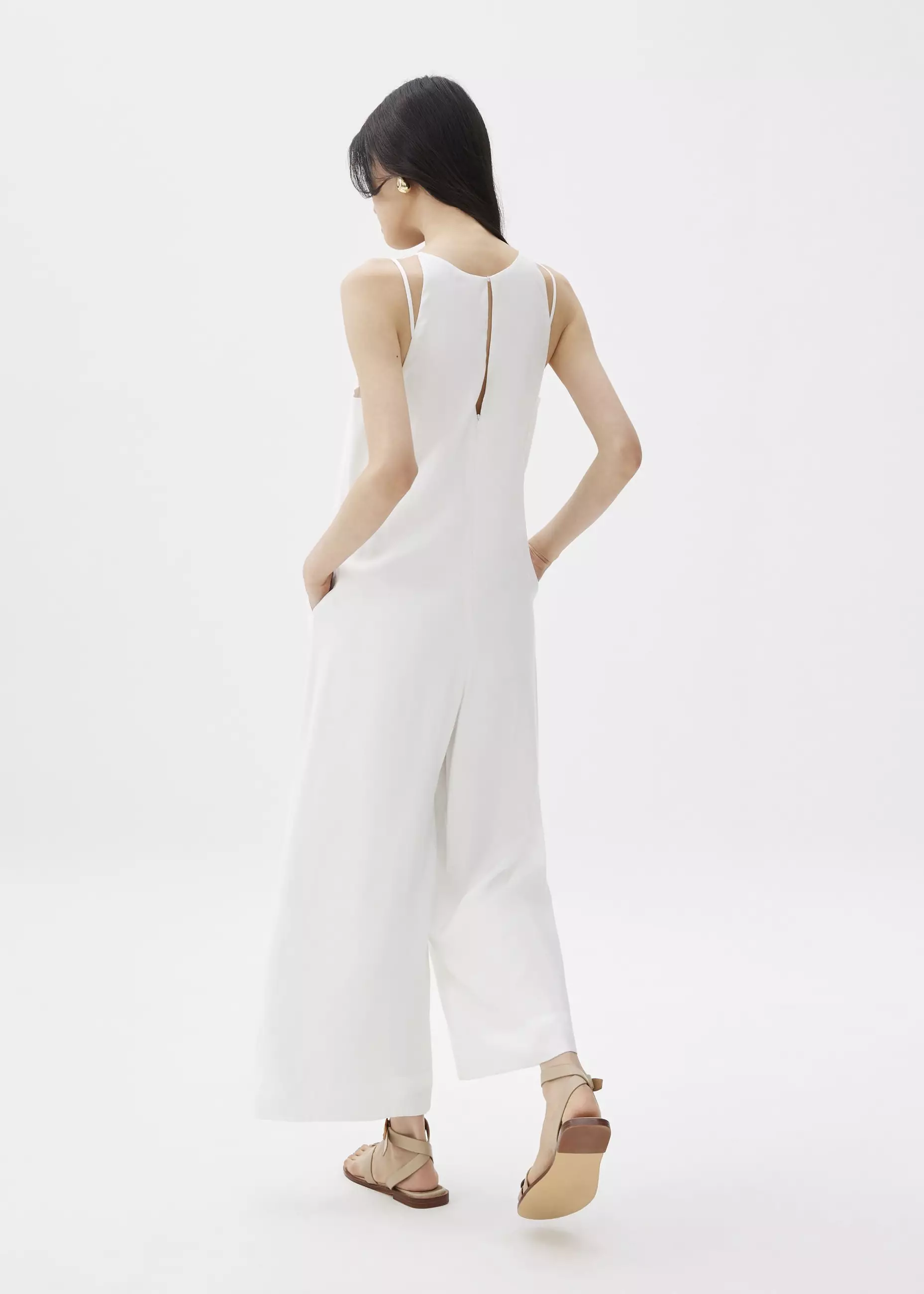 Jumpsuit Wanita - Round Neck Straight Leg Jumpsuit