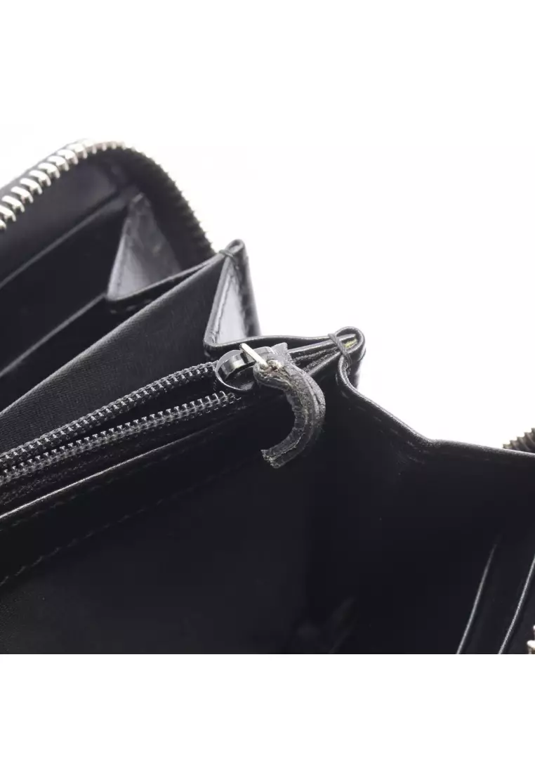 Pre-Loved Gucci GG Imprime round zipper long wallet Coated canvas leather black