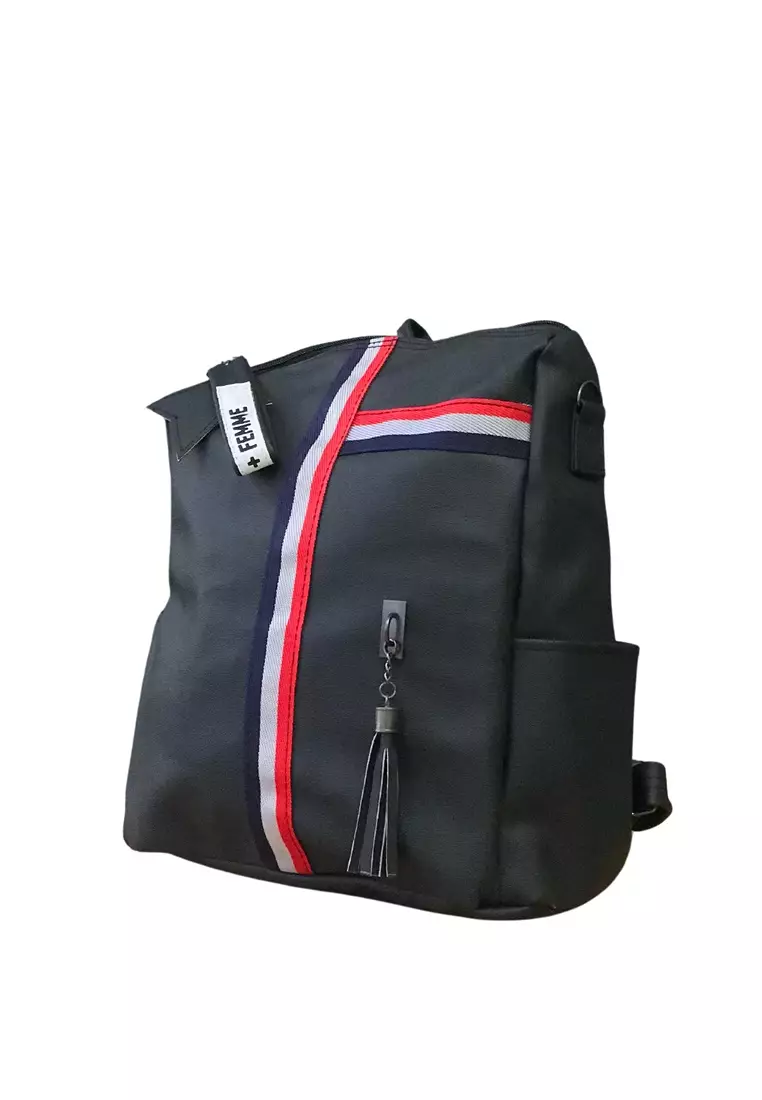 Cellyn Tas Ransel Casual Wanita Model Vintage Retro 2 Way Backpack Material Leather Kulit ORIGINAL - Black