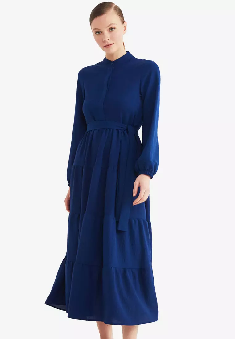 Buy Dressing Paula Twisted A-Line Textured Crepe Dress Online