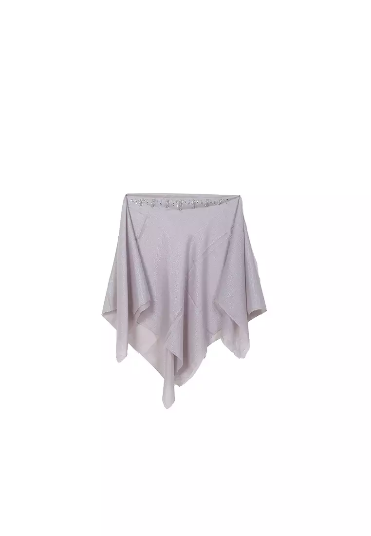 Hijab Segiempat Glowing Payet Abu Muda