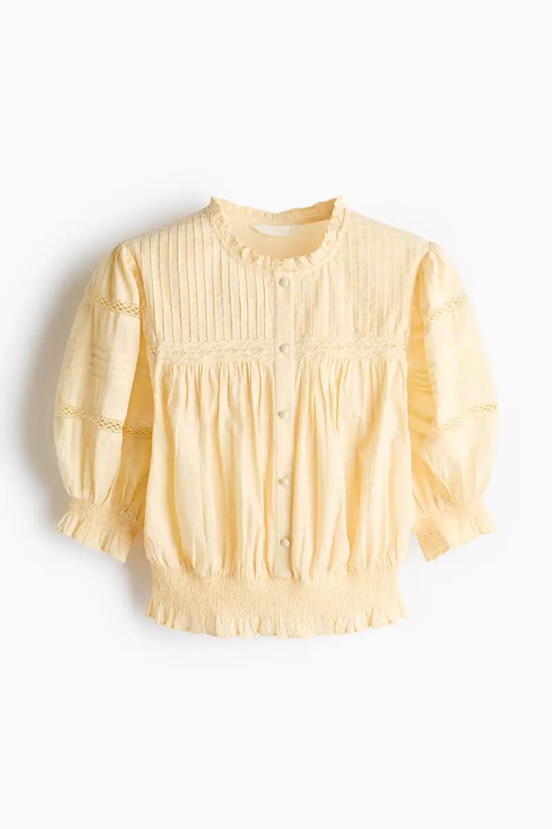 Pintucked cotton blouse