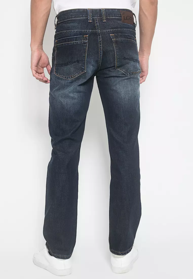 LGS - Celana Jeans - Celana Panjang - Washed - Biru Dongker - Slim Fit - JPF.492.P047.A589.C