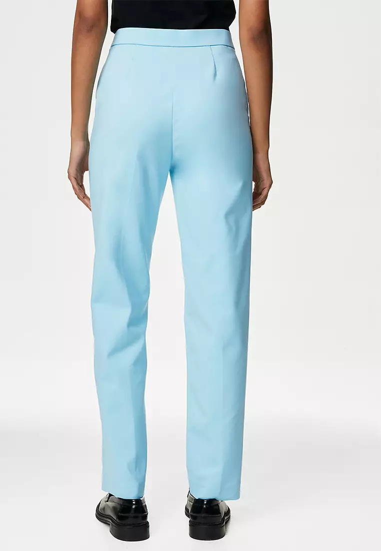 Cotton Blend Slim Fit Ankle Grazer Trousers