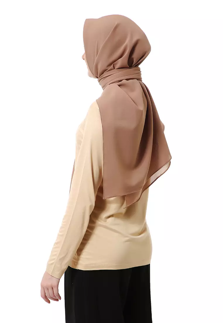 Afshin Jilbab Wanita Segiempat Motif Polos Premium Muslimah - Khaki