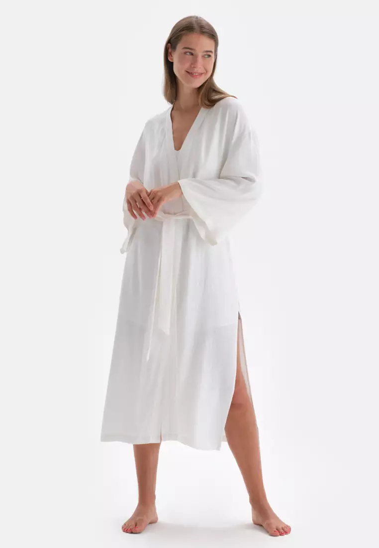 White cotton sales dressing gown