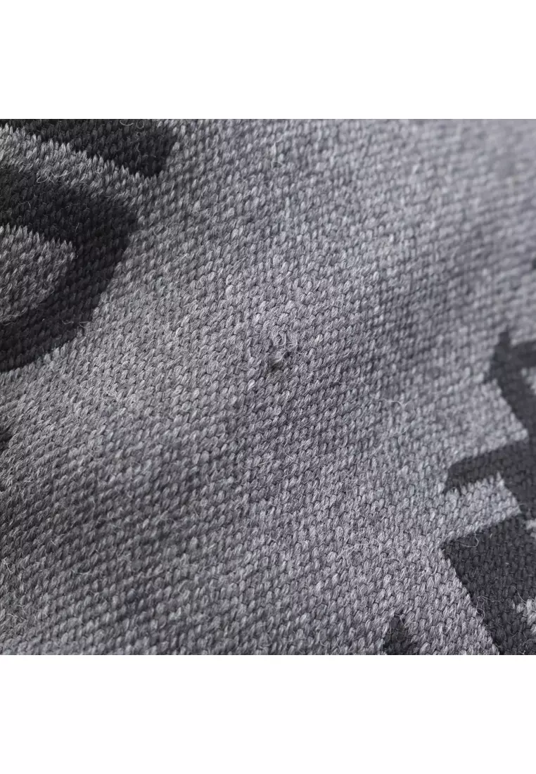 Pre-Loved Fendi FF pattern Scarf wool silk gray black