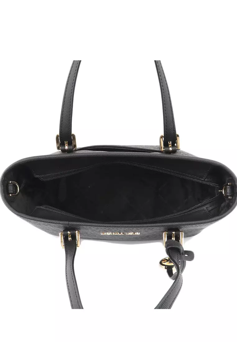 Michael Kors Jet Set Travel Extra Small Logo Top Zip Tote Bag Black