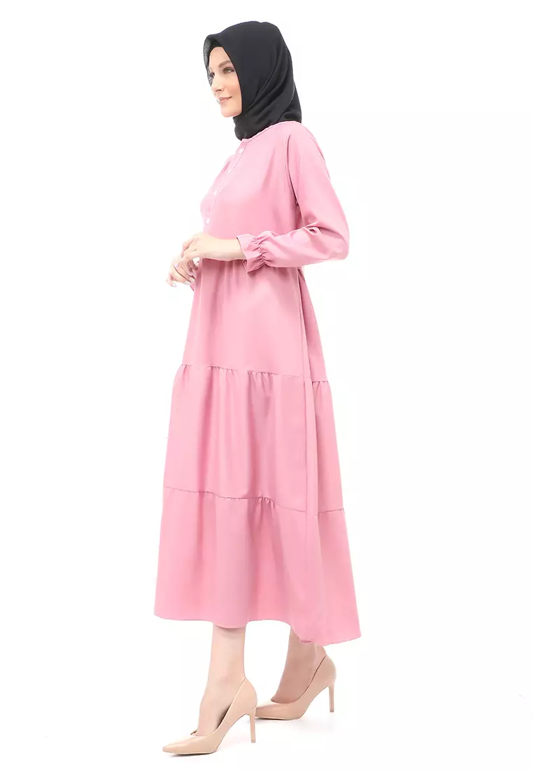 Alvia Gamis Rempel Panjang Wanita Motif Polos Long Sleeve Regular Fit - Dusty