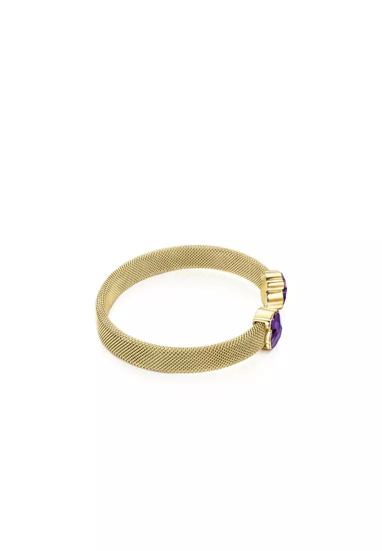 網上選購Tous TOUS Mesh Color IP Steel Gold Bracelet with Amethyst 2024 系列|  ZALORA香港