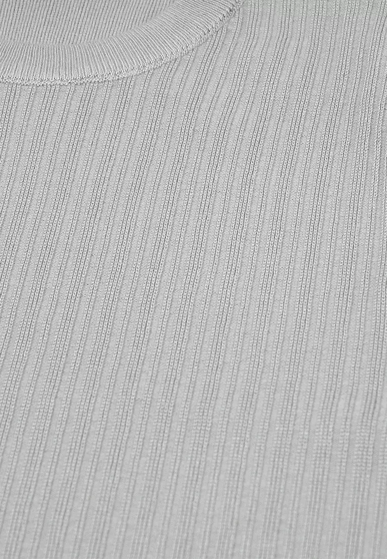 Men's Knit Shirt with Side Slit - Gray