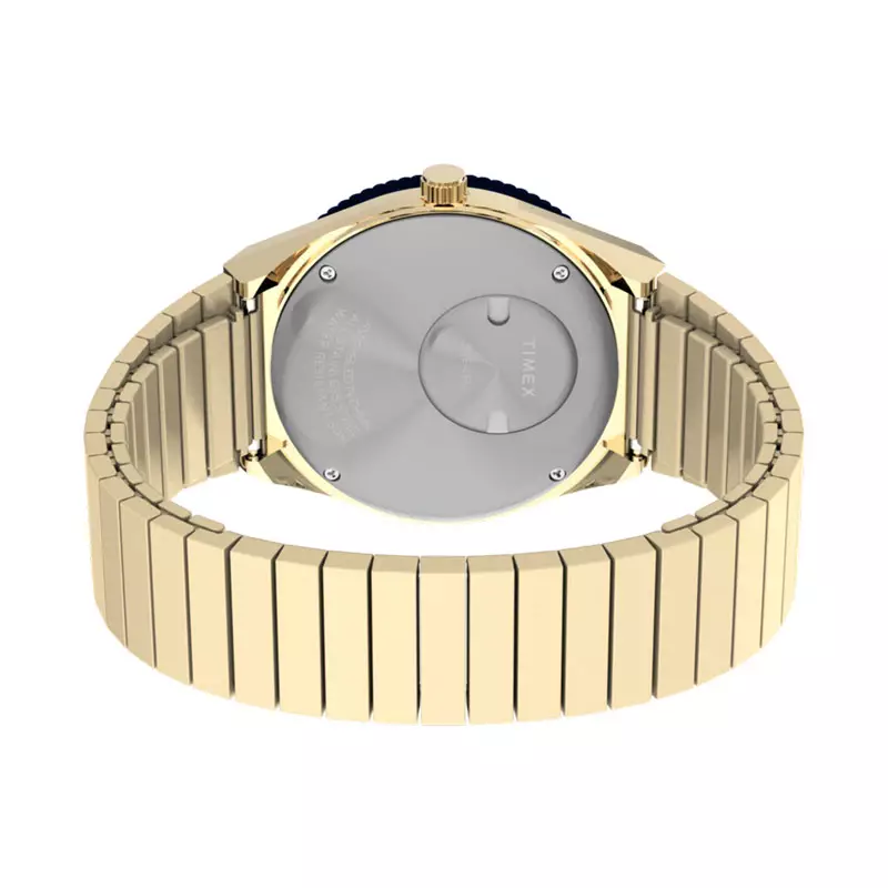 Jam Tangan Wanita Timex Q TW2V92400 Ladies Brilliant Blue Lapis Lazuli Stone Dial Gold Stainless Steel Strap