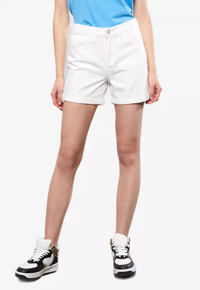 White jean shorts high new arrivals waisted