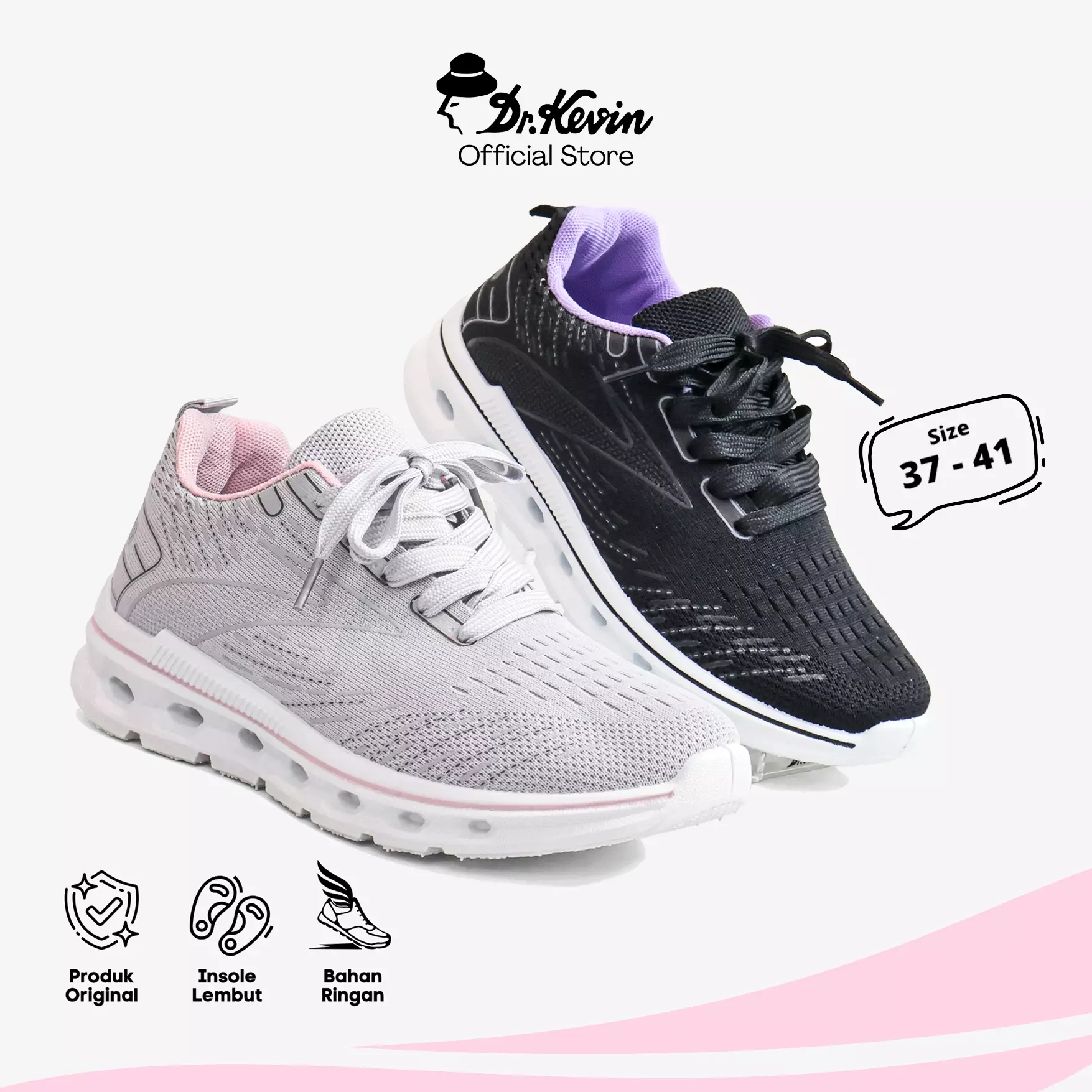 Dr. Kevin Sepatu Olahraga Sport Wanita Sneakers Rajut Tali 589-094