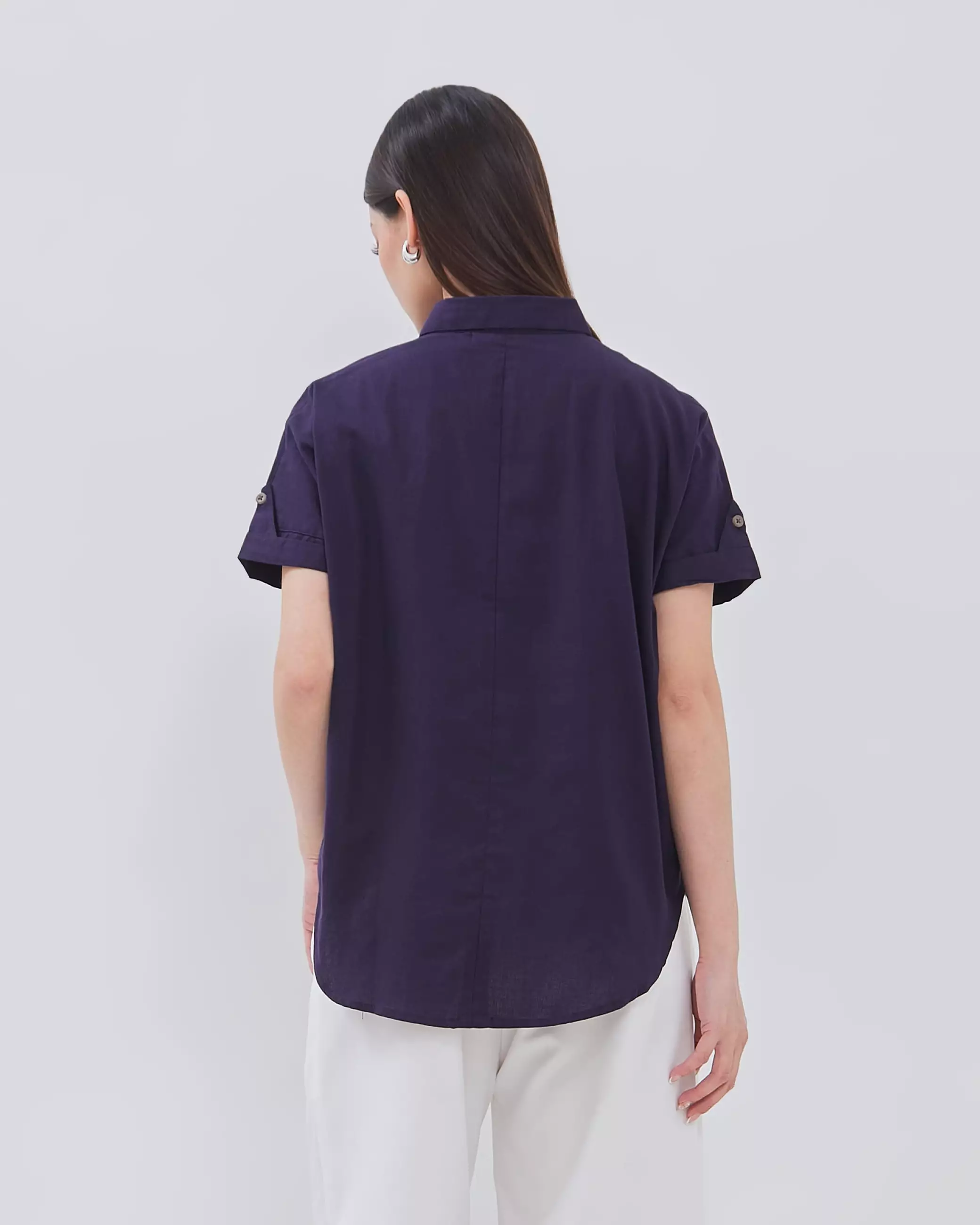 Urban Exchange Kemeja Alisha Violet - Kemeja Basic Lengan Pendek